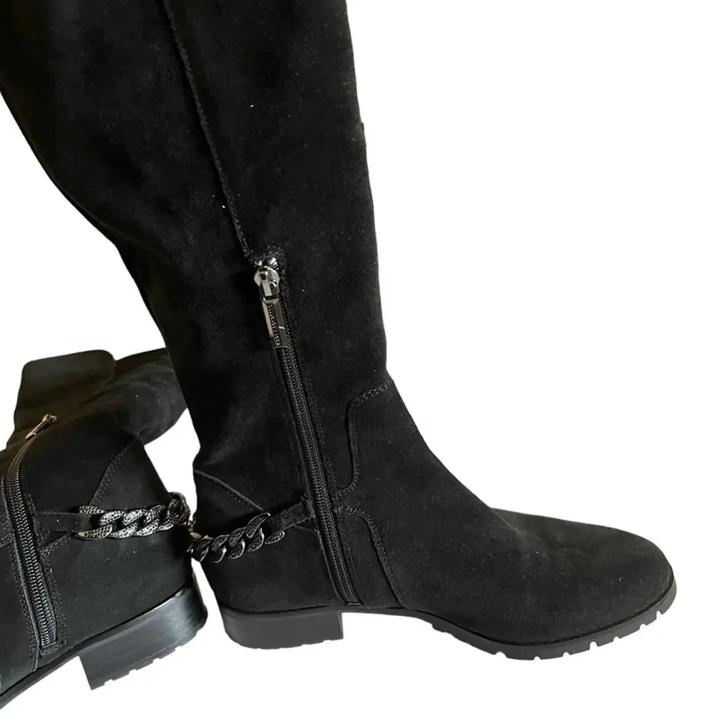 Karl Lagerfeld Paris Shay Black Suede Knee High Boot Size 7.5